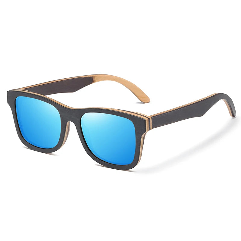 GM 100% Natural Skateboard  Wooden Sunglasses Handmade Polarized Mirror Coating Lenses Eyewear Wood Sunglasses