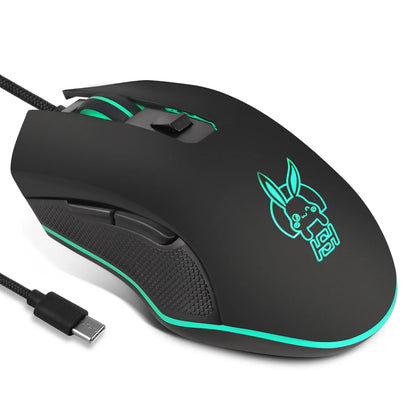 USB-C Mute Colorful Luminous Mouse for Type C Notebook Computer Gaming Mouse