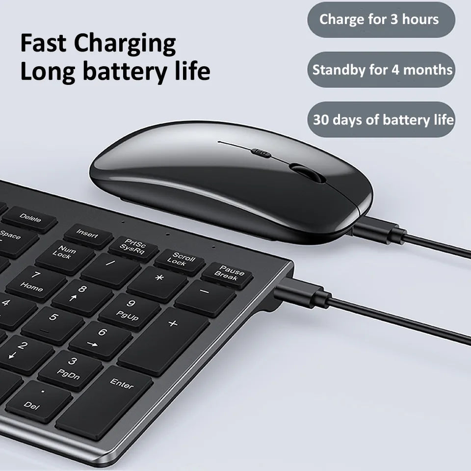 Combo tastiera e mouse wireless Bluetooth 5.0 2.4G - Set mini multimediale per laptop, PC, TV, iPad, Macbook e Android