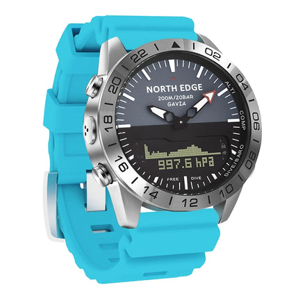 Stainless Steel Men's Quartz Watch Dive Sport Watches Waterproof 200M Analog Digital Watch Altimeter Barometer Compass NORTH EDGE