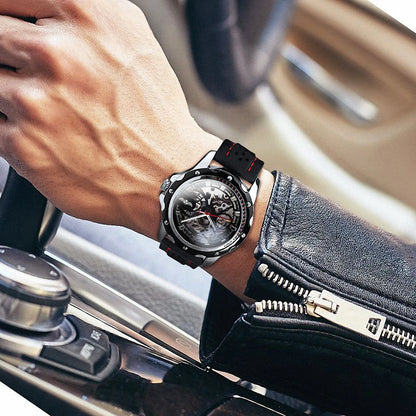 WINNER men’s automatic watch – Skeletonised mechanical model, luminescent hands, rubber strap, sporty yet luxurious style, ideal for outdoor activities