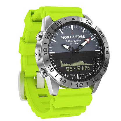 Stainless Steel Men's Quartz Watch Dive Sport Watches Waterproof 200M Analog Digital Watch Altimeter Barometer Compass NORTH EDGE