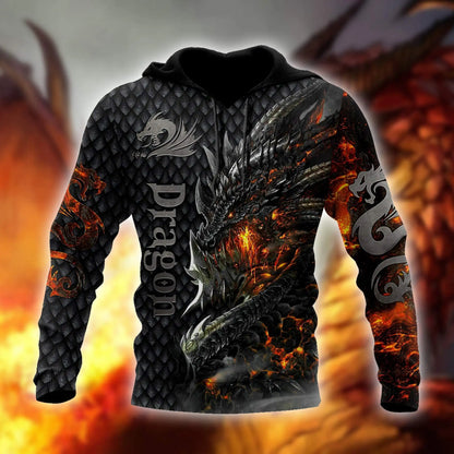 Kaunis Fire Dragon 3D -kuvioinen miesten huppari, unisex-hupparit, collegepaita, syksyn katumuoti, vapaa-ajan takki, verryttelypuku KJ749