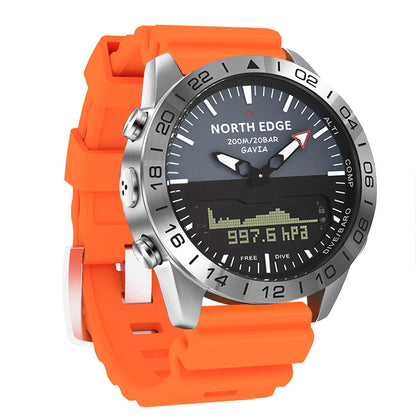 Stainless Steel Men's Quartz Watch Dive Sport Watches Waterproof 200M Analog Digital Watch Altimeter Barometer Compass NORTH EDGE