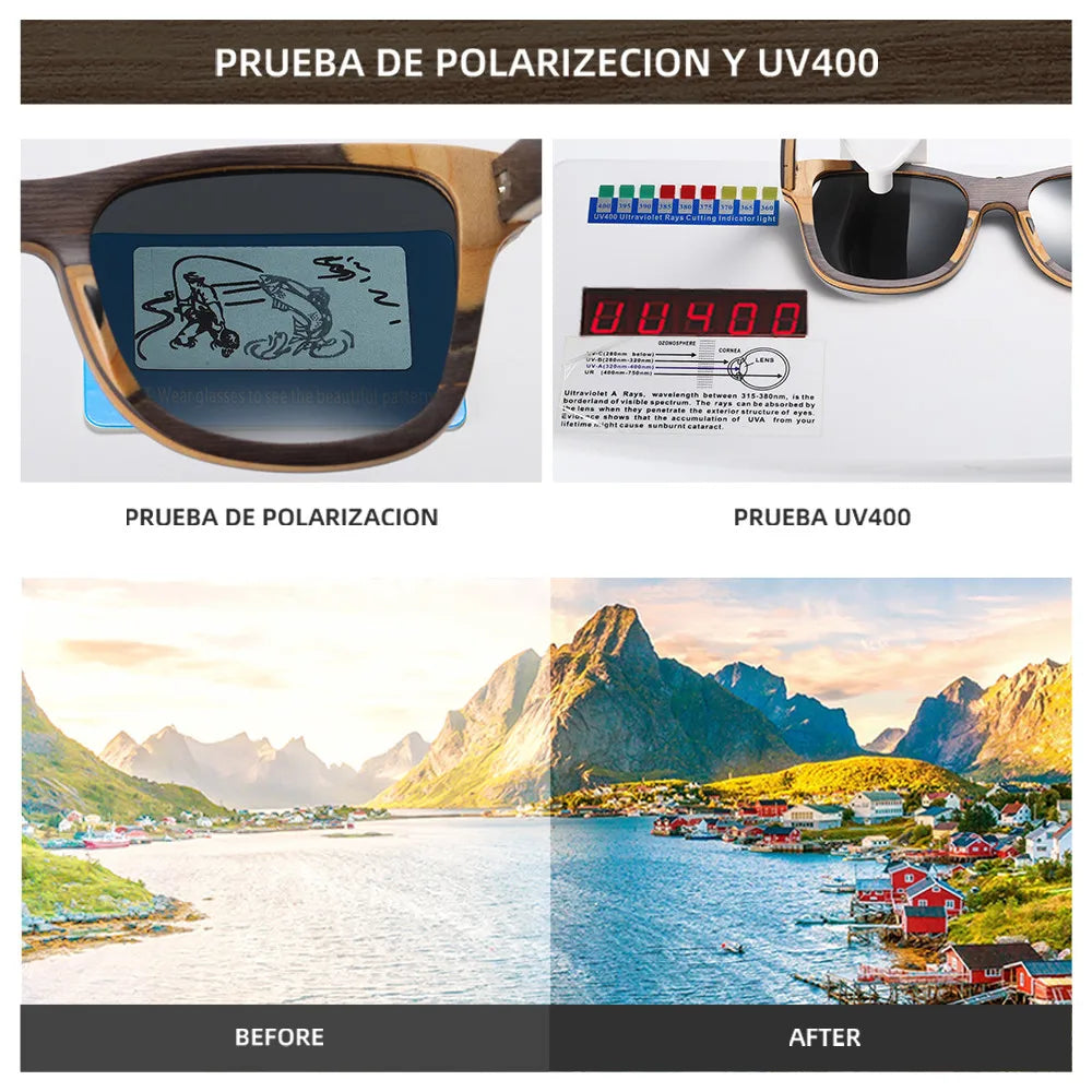 GM 100% Natural Skateboard  Wooden Sunglasses Handmade Polarized Mirror Coating Lenses Eyewear Wood Sunglasses