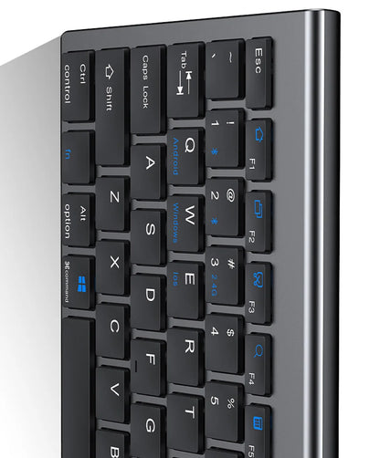 Combo tastiera e mouse wireless Bluetooth 5.0 2.4G - Set mini multimediale per laptop, PC, TV, iPad, Macbook e Android