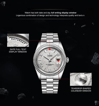 CADISEN Men's Mechanical Watches Luxury Meteorite Dial Automatic Watch For Men Week 100M Japan MIYOTA 8285 Movement Clock Man