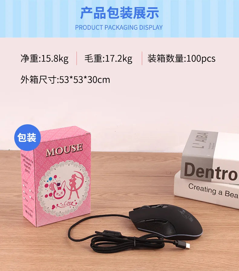 USB-C Mute Colorful Luminous Mouse for Type C Notebook Computer Gaming Mouse