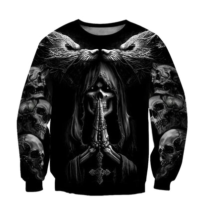 Sweatshirt com Capuz de Outono Fenrir Lobo Caveira Tatuagem 3D com Estampado Integral para Homem, Unissexo, com Fecho, Pullover, Casaco Casual DW0364