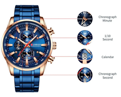 CURREN New Mens Watches Quartz Business Waterproof Watch Man Watches Top Brand Luxury WristWatch Men Chronograph Reloj Hombre