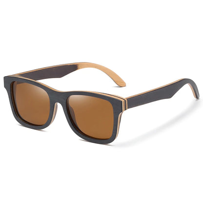 GM 100% Natural Skateboard  Wooden Sunglasses Handmade Polarized Mirror Coating Lenses Eyewear Wood Sunglasses