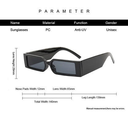 Rectangle Fashion Sunglasses Man Hip Hop Vintage Designer Black Shades Sun Glasses Small Frame Personality Oculos De Sol