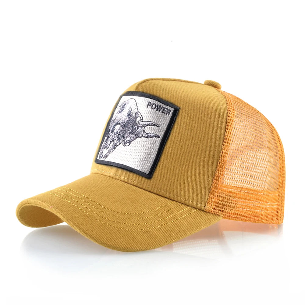 K Baseball Caps Men Snapback Hip Hop Trucker Cap With Embroidery Bull Patch Four Seasons Breathable Mesh Trucker Hat For Women