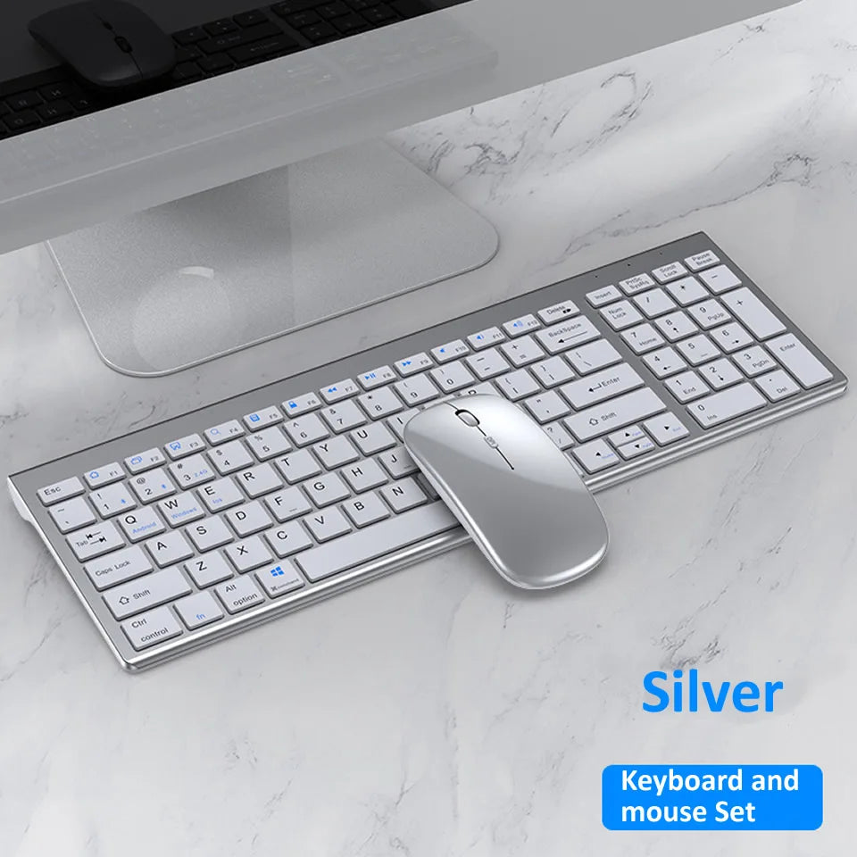 Combo tastiera e mouse wireless Bluetooth 5.0 2.4G - Set mini multimediale per laptop, PC, TV, iPad, Macbook e Android