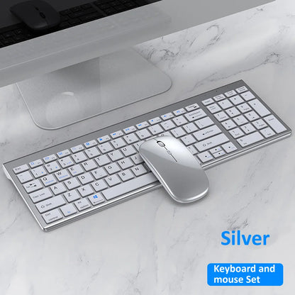 Combo tastiera e mouse wireless Bluetooth 5.0 2.4G - Set mini multimediale per laptop, PC, TV, iPad, Macbook e Android