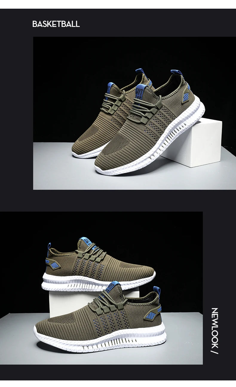 Baskets légères à la mode pour hommes, chaussures décontractées respirantes, chaussures de marche à lacets