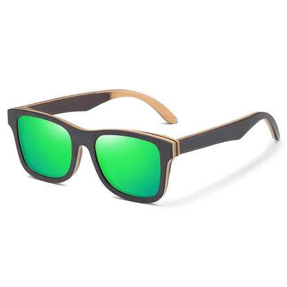 GM 100% Natural Skateboard  Wooden Sunglasses Handmade Polarized Mirror Coating Lenses Eyewear Wood Sunglasses
