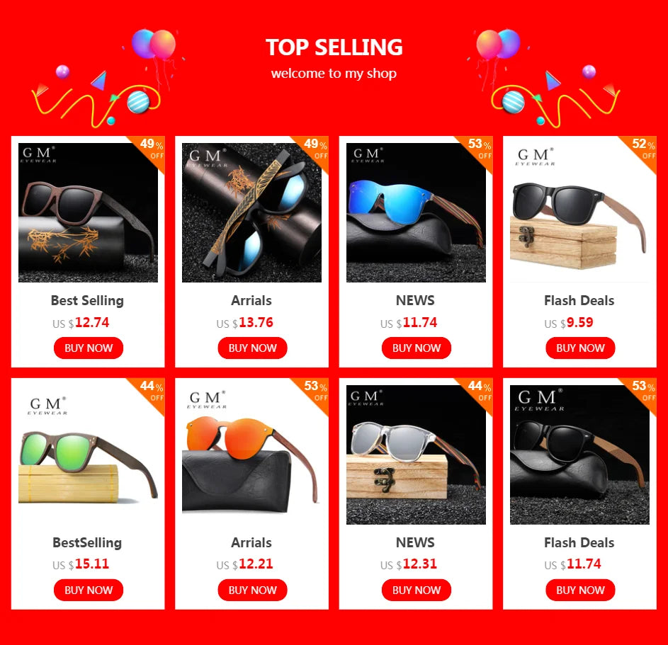 GM 100% Natural Skateboard  Wooden Sunglasses Handmade Polarized Mirror Coating Lenses Eyewear Wood Sunglasses