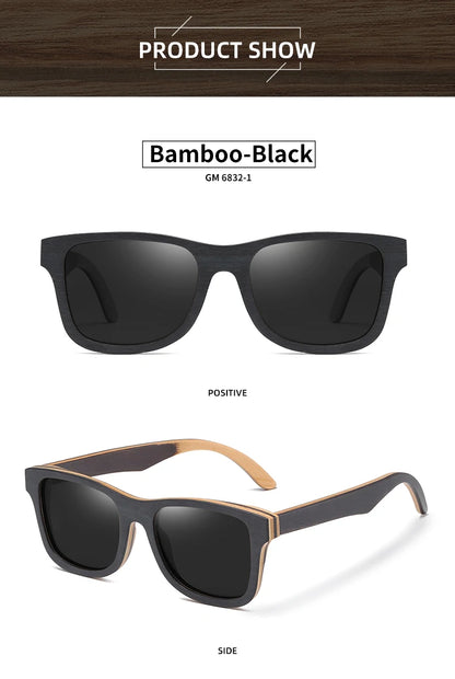 GM 100% Natural Skateboard  Wooden Sunglasses Handmade Polarized Mirror Coating Lenses Eyewear Wood Sunglasses