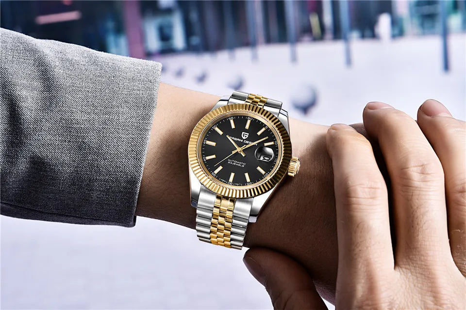 PAGANI DESIGN 8215 Movement Men Mechanical Wristwatches Sapphire Glass Luxury Watch for Men Steel 100M Waterproof Clock PD1645