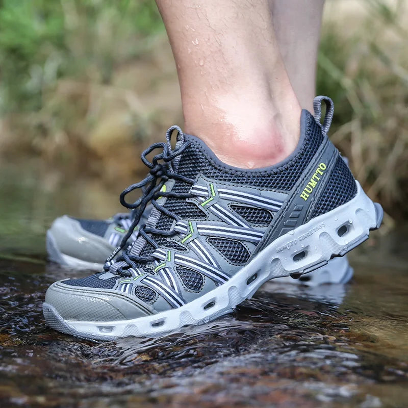 HUMTTO Zapatillas de río para hombre, calzado outdoor de trekking y vadeo, zapatos acuáticos de malla transpirable, secado rápido, tobillo para mujer, zapatillas acuáticas antideslizantes
