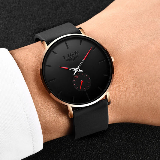 LIGE men’s watch – Sporty and trendy style, luxury brand, water-resistant, sleek and ultra-thin design, men’s quartz watch.