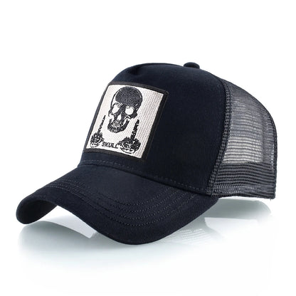 Men's Baseball Cap With Embroidery Skull Patch Snapback Hip Hop Trucker Cap Women Four Season Outdoor Breathable Visor Bone Hats