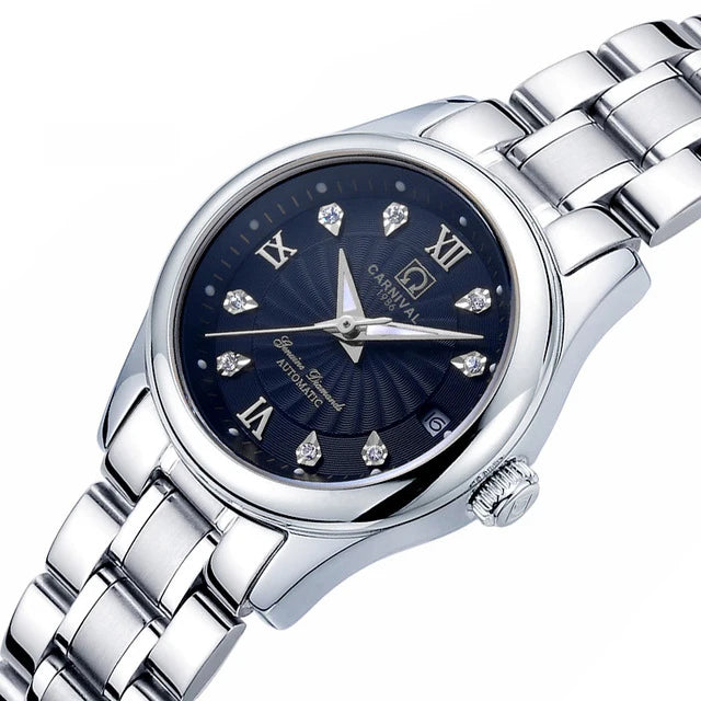 Montre mécanique de luxe pour femme de la marque CARNIVAL – Montre-bracelet automatique, élégante, dotée d'un verre saphir et étanche