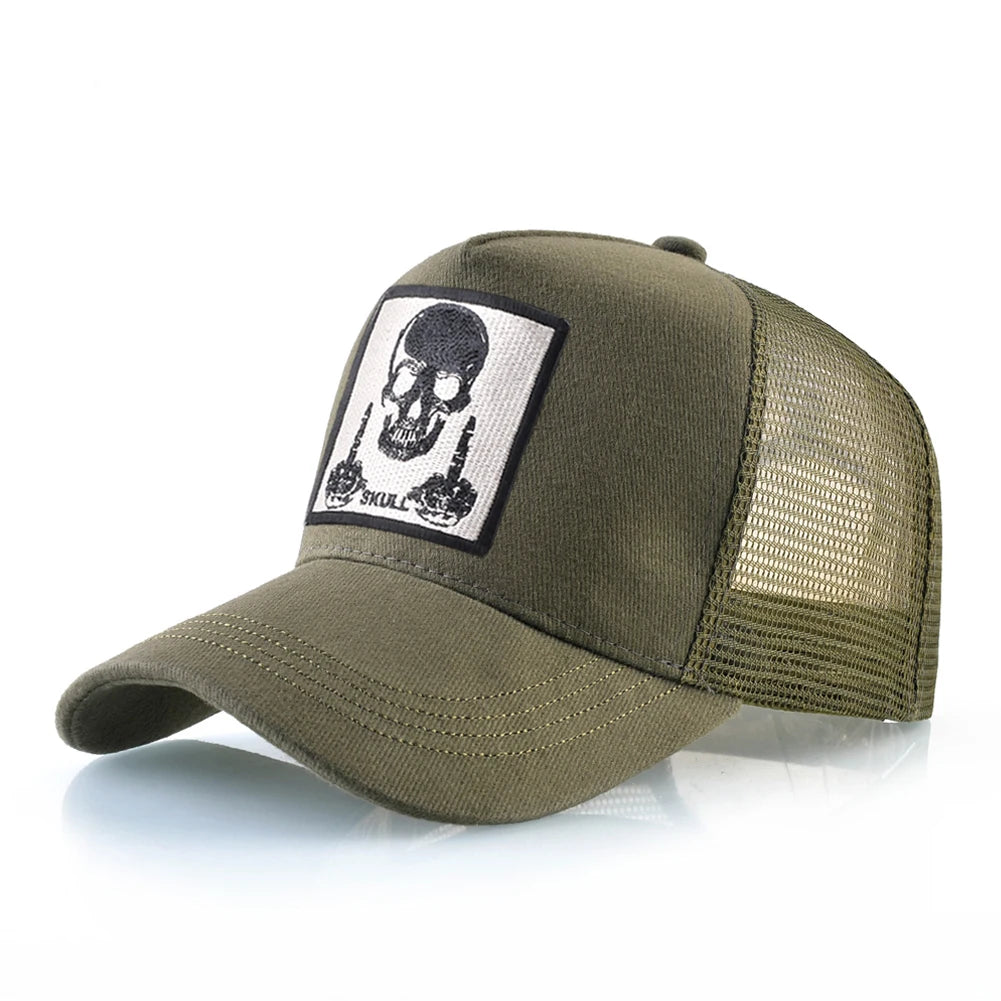 Men's Baseball Cap With Embroidery Skull Patch Snapback Hip Hop Trucker Cap Women Four Season Outdoor Breathable Visor Bone Hats