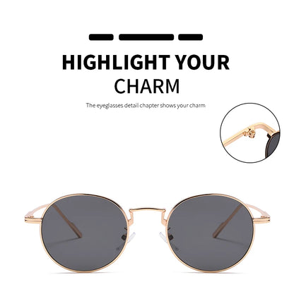 Fashion Round Vintage Sunglasses Women Men Gradient Sun Glasses For Female Retro Alloy Eyeglasses Gafas De Sol Shades