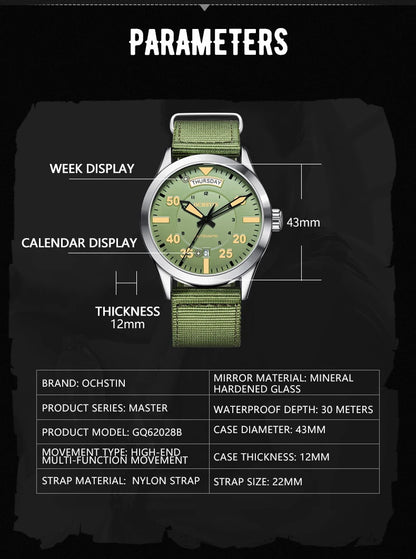 Pilot Men's Watches OCHSTIN Automatic Mechanical Men Watch Military Outdoor Waterproof Wristwatch Date Week Dial Gift For Male