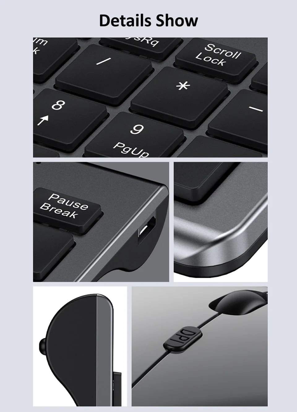 Combo tastiera e mouse wireless Bluetooth 5.0 2.4G - Set mini multimediale per laptop, PC, TV, iPad, Macbook e Android