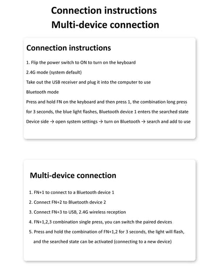 Combo tastiera e mouse wireless Bluetooth 5.0 2.4G - Set mini multimediale per laptop, PC, TV, iPad, Macbook e Android