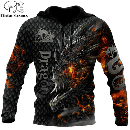 Kaunis Fire Dragon 3D -kuvioinen miesten huppari, unisex-hupparit, collegepaita, syksyn katumuoti, vapaa-ajan takki, verryttelypuku KJ749