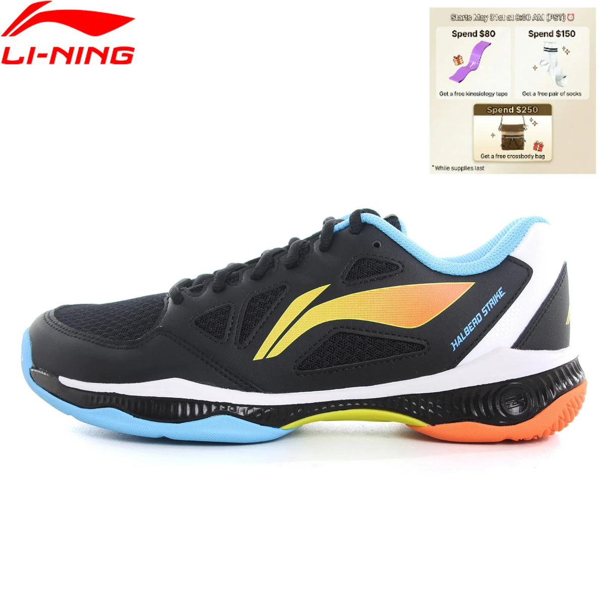 Li-Ning Unisex HALBERD STRIKE Badminton Shoes Breathable Comfortable LiNing Men Women Training Sneakers AYTV021