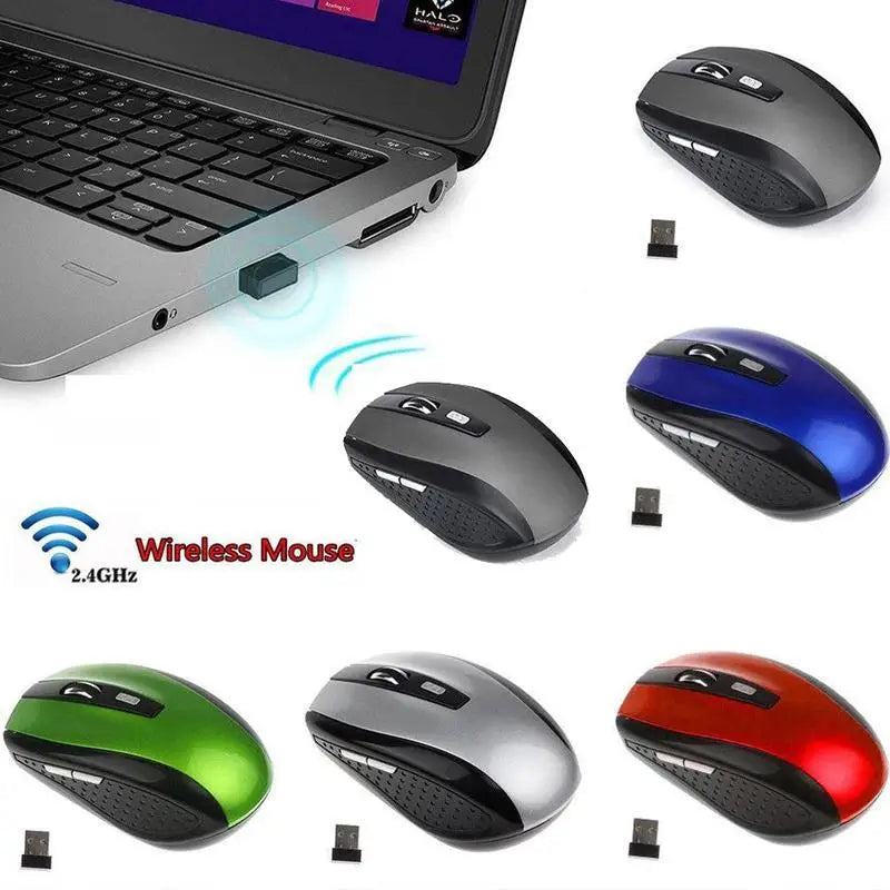 Ratón inalámbrico óptico 2.4GHz con receptor USB para gaming, 6 botones, para ordenador PC, portátil y accesorios