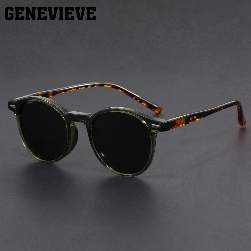 GENEVIEVE Simple Geometric Round Frame Design Women Men Polarized Sunglasses UV Protection Customizable Prescription 1080