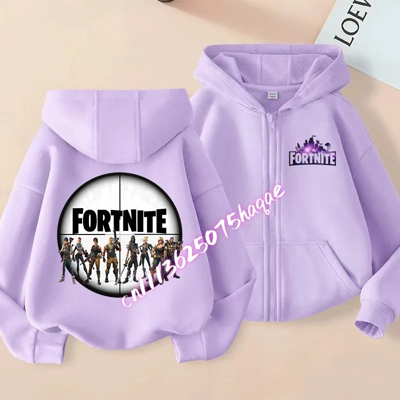 New Fortnite Child Zip-Up Hoodie Cartoon Anime Hoodies Casual Breathable Kids Boys Coat Jackets 2026 Spring Children Clothing