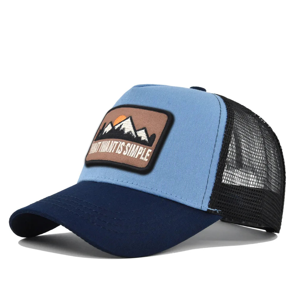 Letter Mesh Breathable Hat Women Men Embroidery Blocking Baseball Cap Sunshade Outdoor Sports Cycling Travel Sun Hat Dad Hat