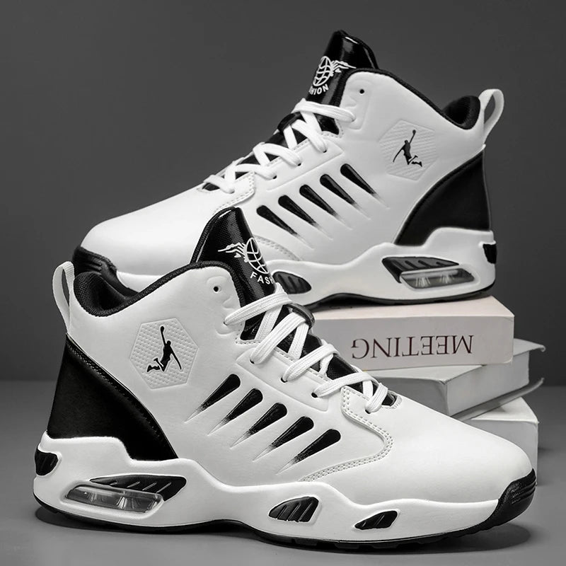 Men's High-Top Basketball Shoes with Breathable Mesh Design for Maximum Comfort, Outdoor Shock-Absorbing Running Shoes, High-Rebound Cushioning Technology for Smoother and More Comfortable Running, Enhanced Support, Stylish
