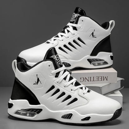 Men's High-Top Basketball Shoes with Breathable Mesh Design for Maximum Comfort, Outdoor Shock-Absorbing Running Shoes, High-Rebound Cushioning Technology for Smoother and More Comfortable Running, Enhanced Support, Stylish