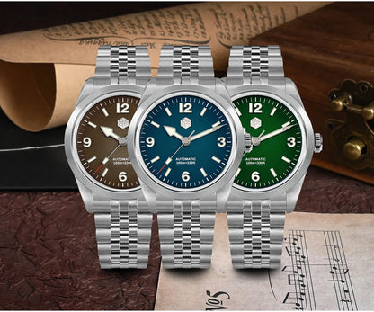 San Martin 38mm Men Sport Watch Fashion Luxury Explore Climbing Automatic Mechanical Sapphire Waterproof 5 Links Bracelet BGW-9