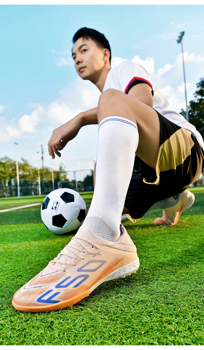 Nouvelles chaussures de football pour hommes, chaussures de futsal d'intérieur antidérapantes, crampons de match de haute qualité, chaussures de football, baskets, chaussures montantes pour terrain gazonné et extérieur