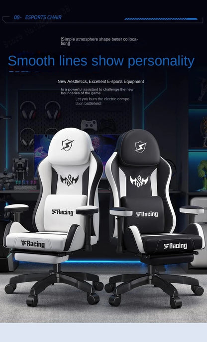 Ergonomic Gaming Chair with Latex Seat Cushion, Adjustable Backrest, Dual Headrest, 4D Pneumatic Lift, Office Computer Chair