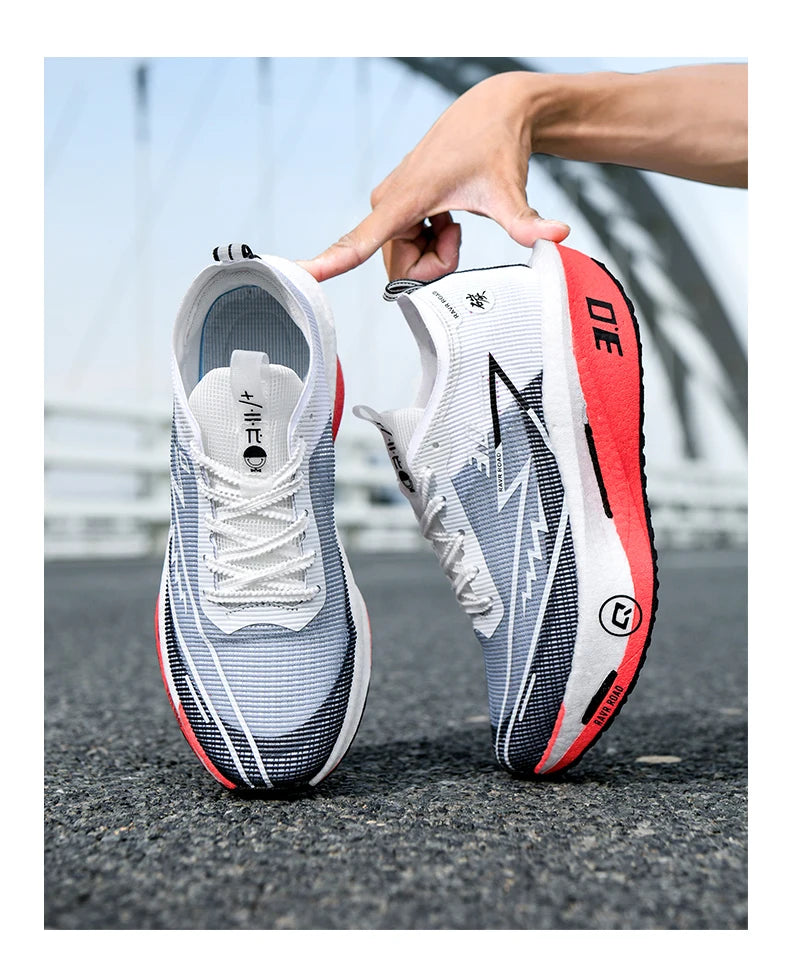 Zapatillas deportivas de carbono para hombre, antideslizantes, acolchadas, cómodas, para carreras, entrenamiento y running; zapatillas de tenis de malla, informales para mujer