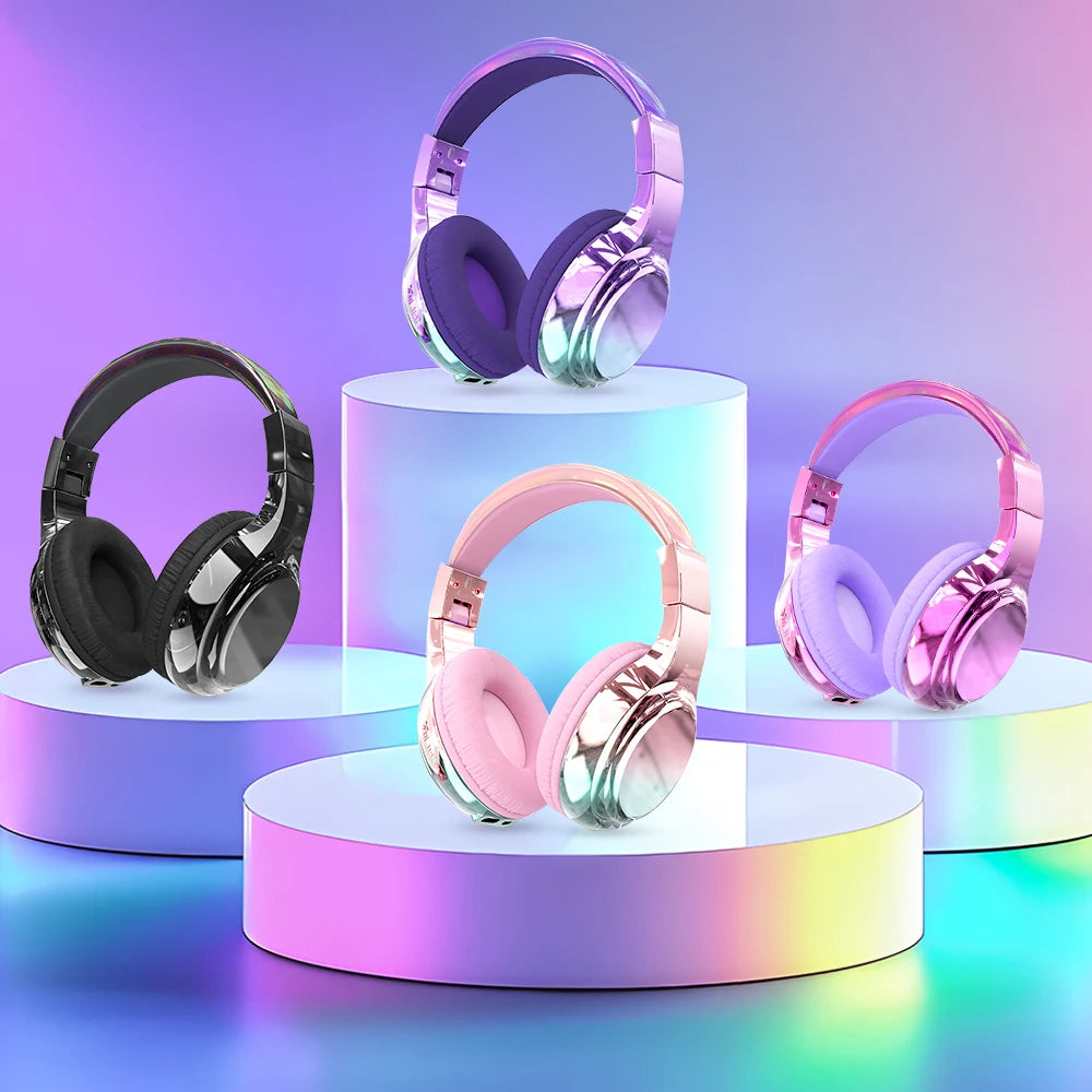 Gradient Kids Bluetooth Headphones Over Ear Girls Wireless Headphones With Mic Foldable Lightweight Headset For School Travel