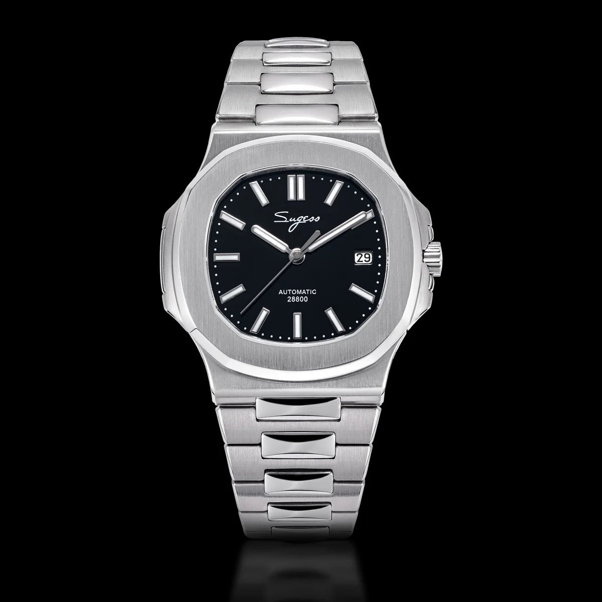Orologio da uomo Sugess automatico meccanico da polso, movimento Miyota 9015, quadrante MOP, luminoso, impermeabile 5bar, bracciale di lusso S466