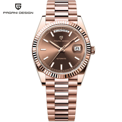 PAGANI DESIGN DD40 men’s watch – Rose gold model, luxury mechanical wristwatch, automatic movement, sapphire crystal with anti-reflective coating, water-resistant
