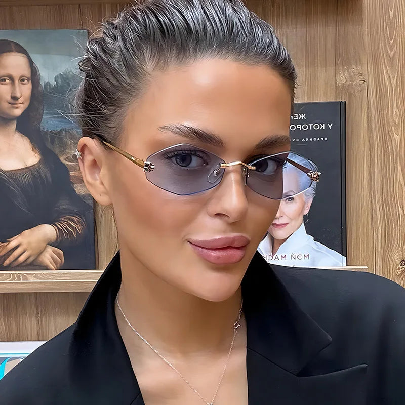 Frameless Rhombus Personalized Women's Sunglasses,Elegant And Versatile Classic Sunglasses Luxury And High-End Sunglasses UV400.