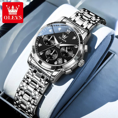 OLEVS ladies’ watch, luxury brand, quartz, water-resistant, luminous, date display, chronograph, bracelet, dress watch with diamonds.